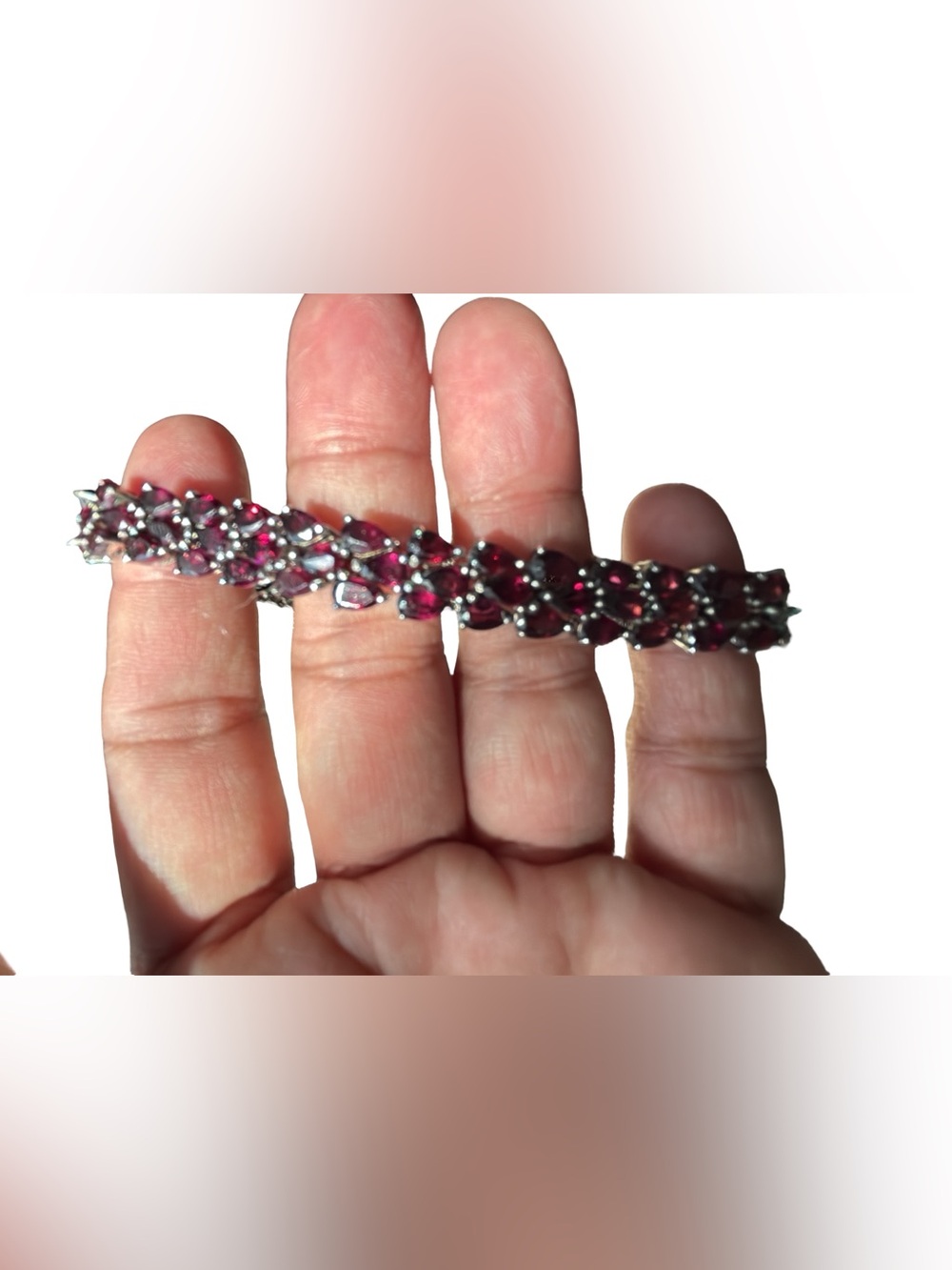 Sterling Silver Red Garnet Tennis Bracelet